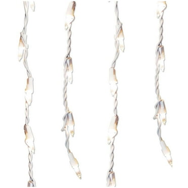 Brite Star 100-Count Stay-Straight Clear Window Icicle Lights Set - White Wire Mini Lights
