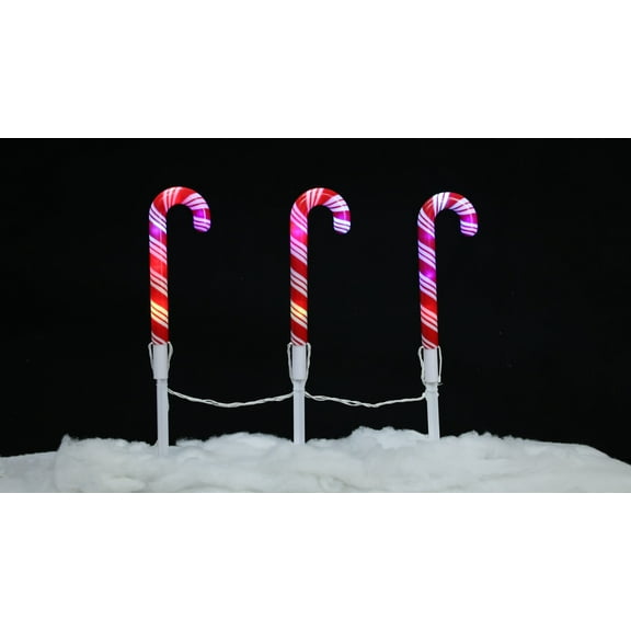 Brite Star 3 Ct Color Changing LED Candy Cane 'Magic' Light Show Pathmarkers
