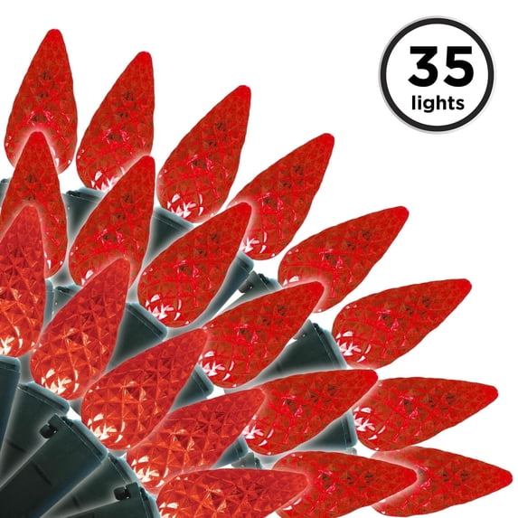 Brite Star 35 Lt C6 Faceted Led Light Set, Red