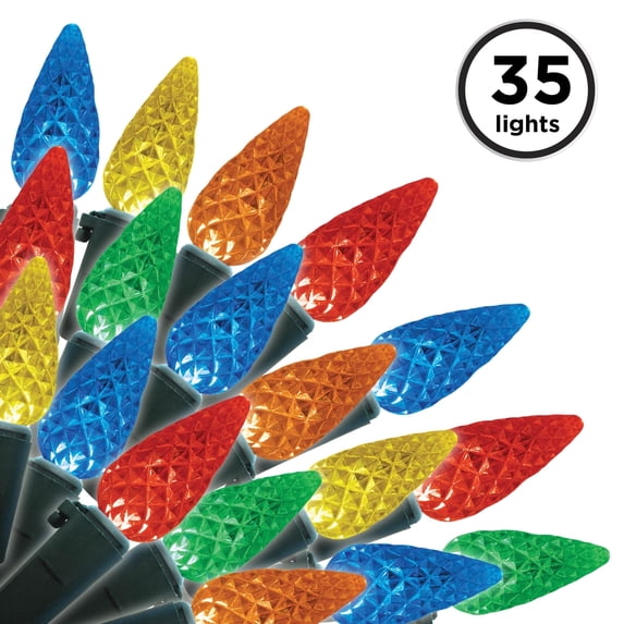 Brite Star 35 Lt C6 Faceted Led Light Set, Multi, Green Wire