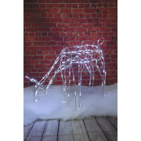 Brite Star 39 inch Width Reindeer Feeding Buck Christmas Outdoor Decorations - LED Light Christmas Decoration for Yard and Patio, Indoor and Outdoor Christmas Décor