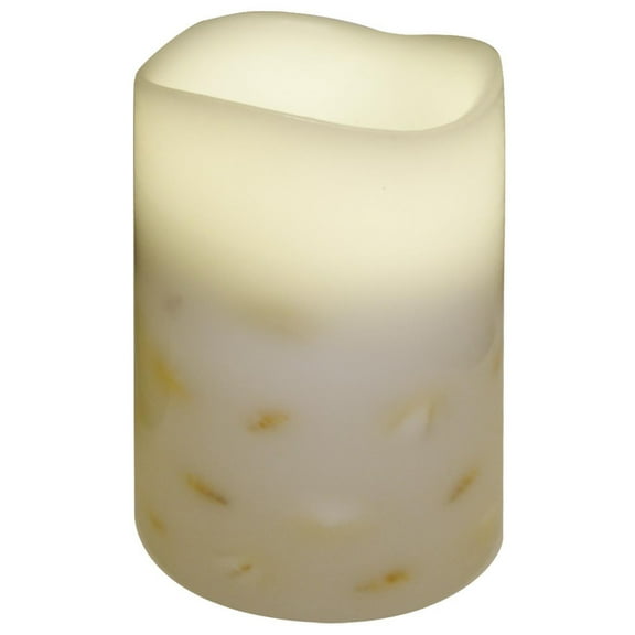 5.5" Embedded Seashell Battery Operated Flameless Flickering Wax Pillar Candle