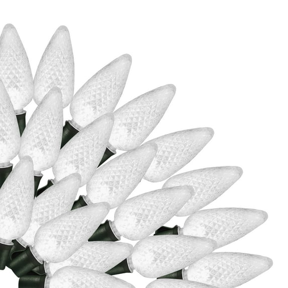 Brite Star 50 Lt C9 Faceted LED Light Set On Reel, Pure White