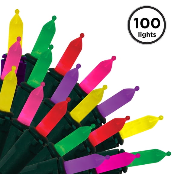 Brite Star 50 Lt Traditional Mini LED Lights, Multi, Green Wire (Set of 2)