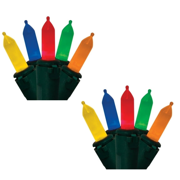 Brite Star 50 Lt Warm Glow Traditional Mini LED Lights, Multi, Green Wire (Set of 2)