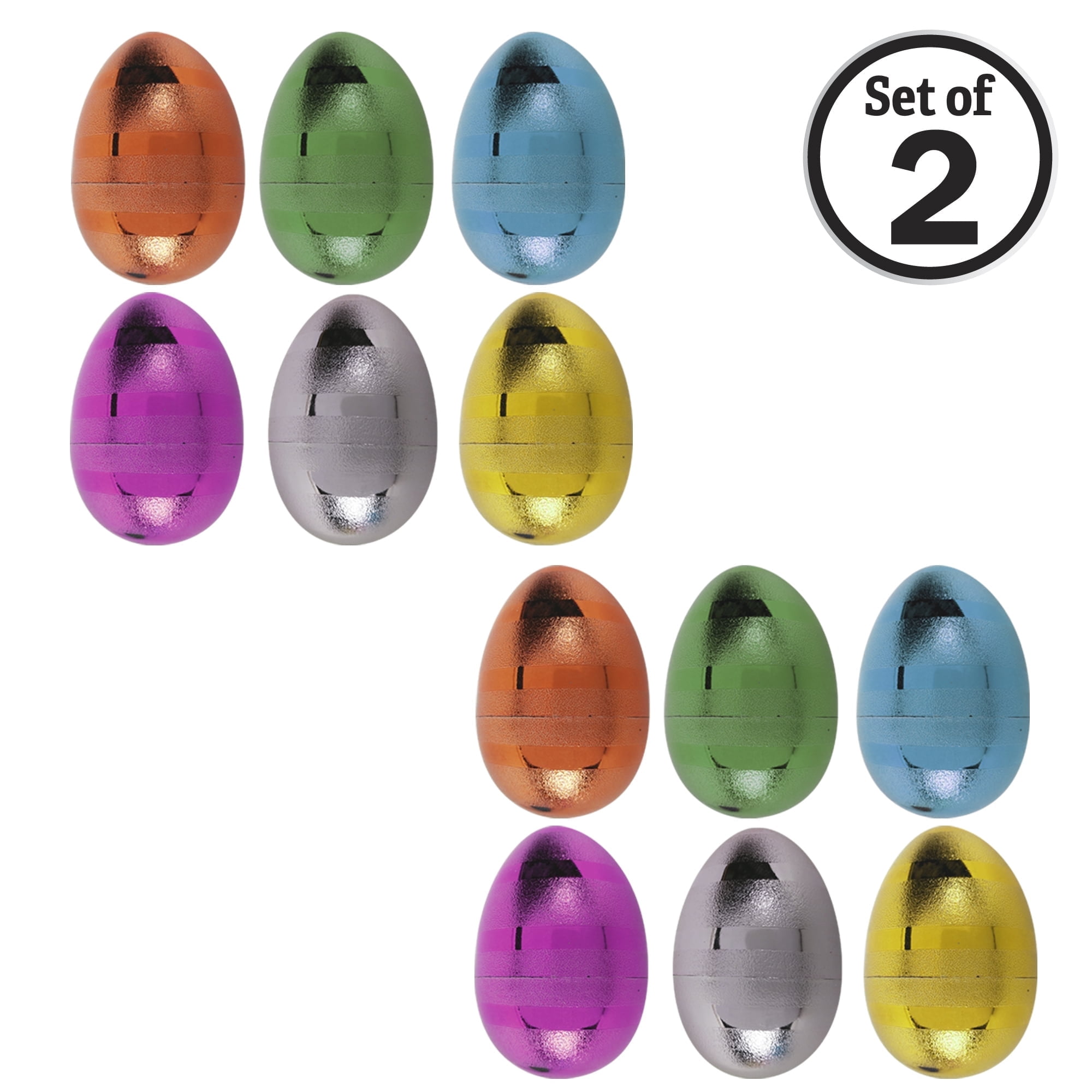 Brite Star 6 Ct 3 inch Metallic Eggs, Yellow/Pink/Blue/Green/Purple/Orange (Set of 2)