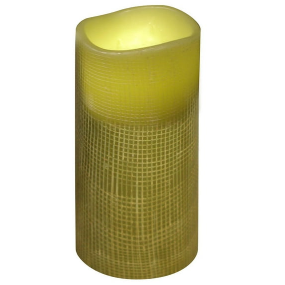 Brite Star 6" Olive Green Spring Lattice Battery Operated Flameless Flickering Wax Pillar Candle