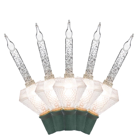 Brite Star 7 Count Bubble Lights, Diamond Shaped Base, Clear with Glitter