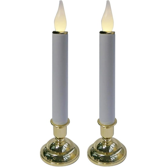 Brite Star Battery Operated 10-Inch LED Candles - Steady Burn Flameless Chatham Candles With Gold Base, Timer & Suction Cup - Perfect for Indoor Window, Outdoor Patio Home Decor