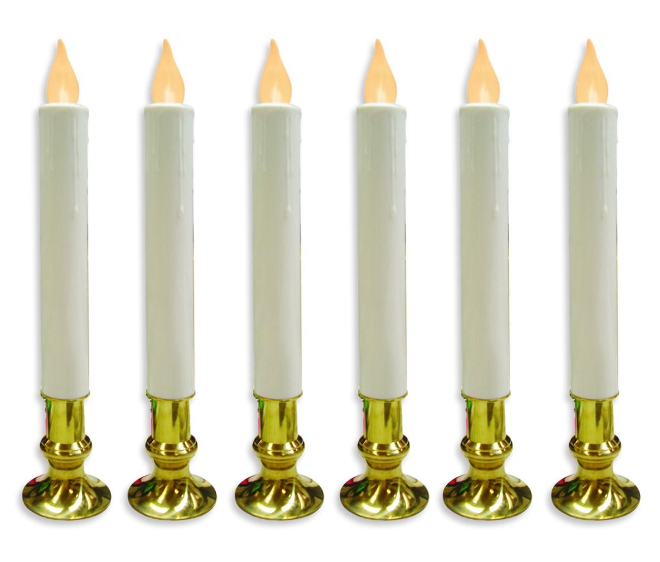 Amber Orange Flameless LED Taper Table Lamp Set