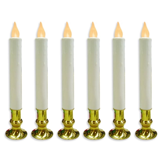 Bright Star Designs Valencia LED Taper Candles – 4-Pack, Wireless, 8-Hour Timer, White/Gold, 10.4 Inches