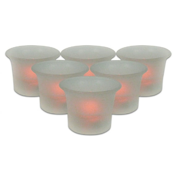 Brite Star Frosted Glass Battery Operated Flameless Votive Candles with Amber Flames - 2" - Pack of
