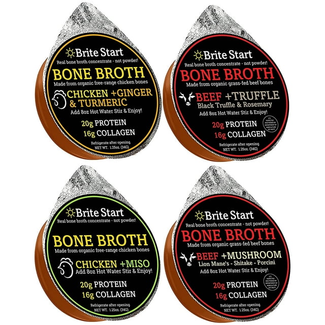 Brite Start Bone Broth Variety Pack 4 Count Keto Friendly