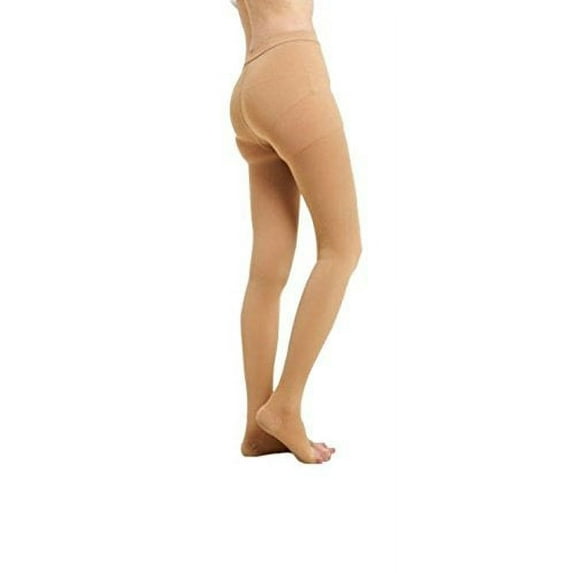 BriteLeafs Opaque Compression Stockings Pantyhose Therapeutic Firm Support 20-30 mmHg, Open Toe - XXX-Large, Beige