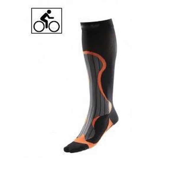 BriteLeafs Professional Cycling Athletic Sports Graduated Support Compression Socks - 20-30mmHg Firm Support, Knee High, Professional Grade, Unisex with Coolmax - Small, Black/Orange