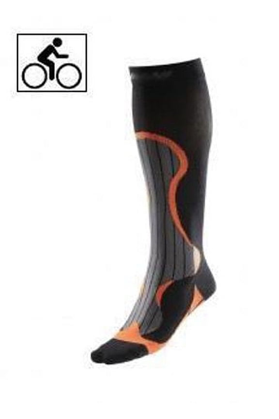 BriteLeafs Professional Cycling Athletic Sports Graduated Support Compression Socks - 20-30mmHg Firm Support, Knee High, Professional Grade, Unisex with Coolmax - XX-Large, Black/Orange