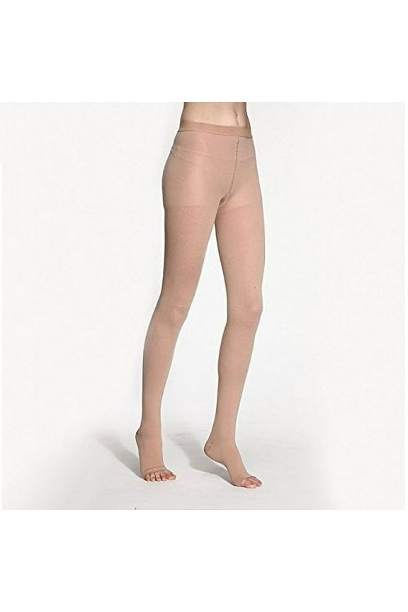 BriteLeafs Sheer Compression Pantyhose, Moderate Support, 15-20 mmHg, Open Toe - Medium, Beige