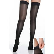 BRITE LEAFS BriteLeafs Sheer Compression Stockings Thigh High Firm Support 20-30 mmHg, Stay-Up Scilicone band, Closed Toe - Small, Black