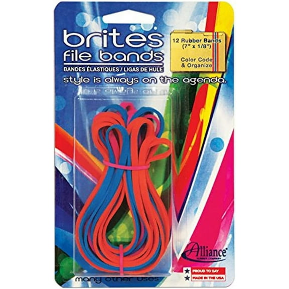 Brites Biodegradable Stretchable Rubber Band, 7 X 1/8 in, Assorted Color, Box of 12