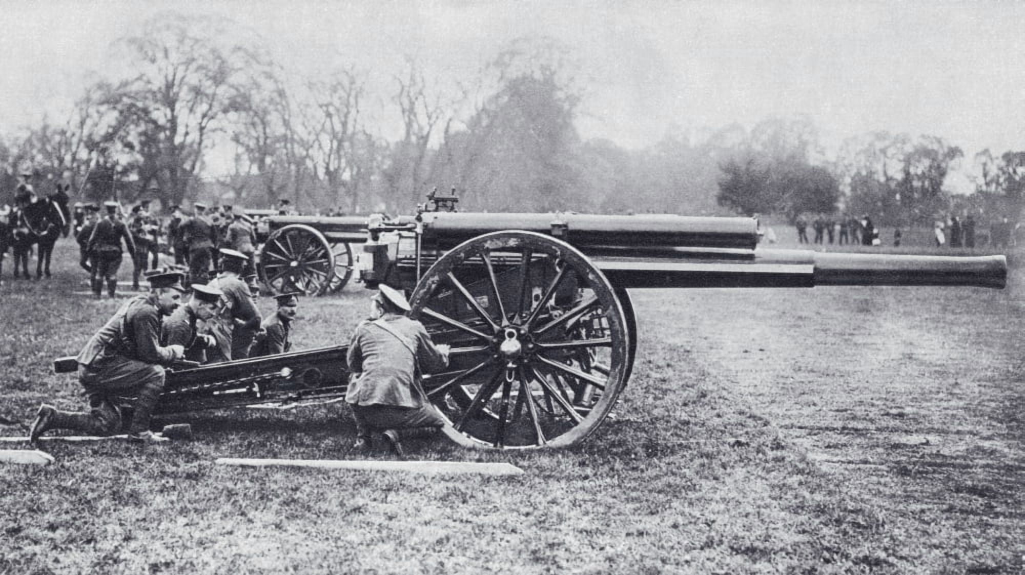A British 60 Pounder Position Gun Also Known As Long Toms Used On The Western Front During The First World War From The Illustrated War News Published 1914 Canvas Art - Ken Welsh  Design Pics (38 x 22