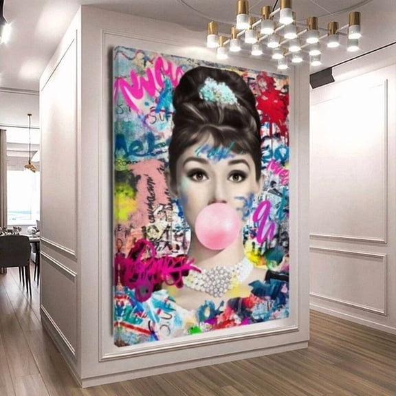 British Actress Chewing Bubble Gum Wall Art Home Decor Vintage Gift Living Room Dercor