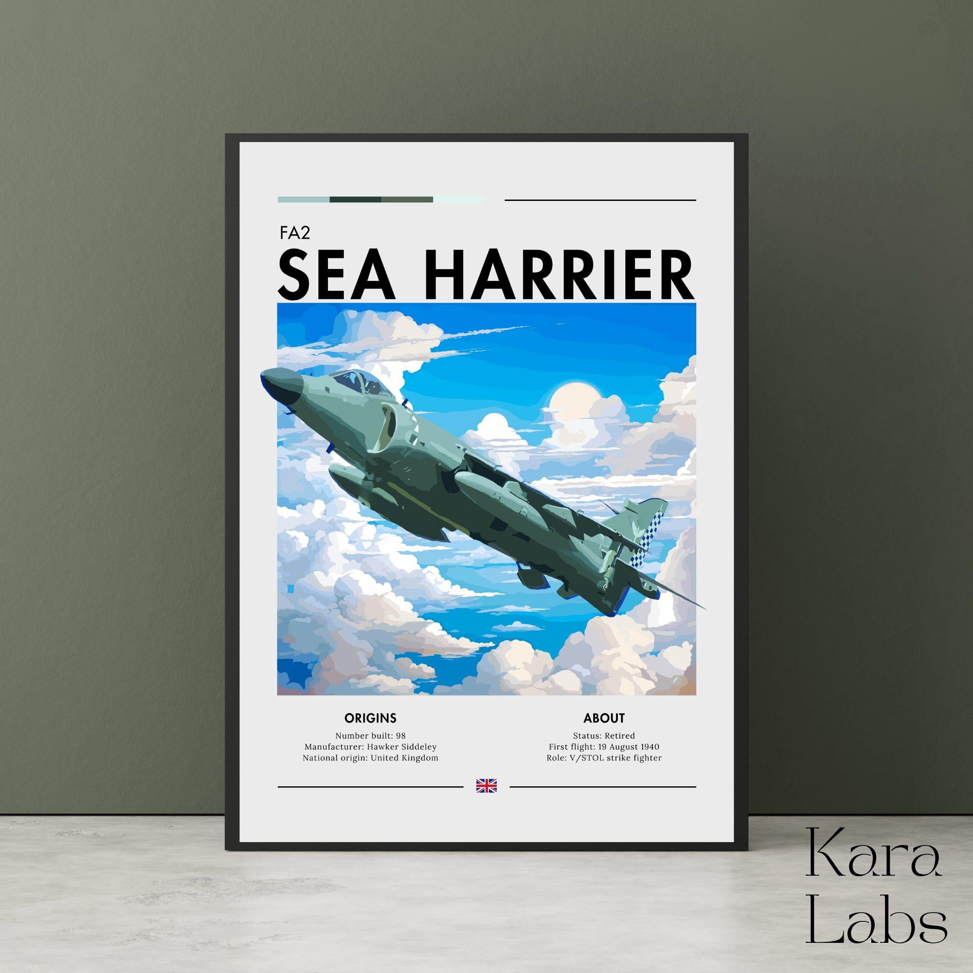 British Aerospace Sea Harrier Print V Stol Strike Fighter Aircraft ...