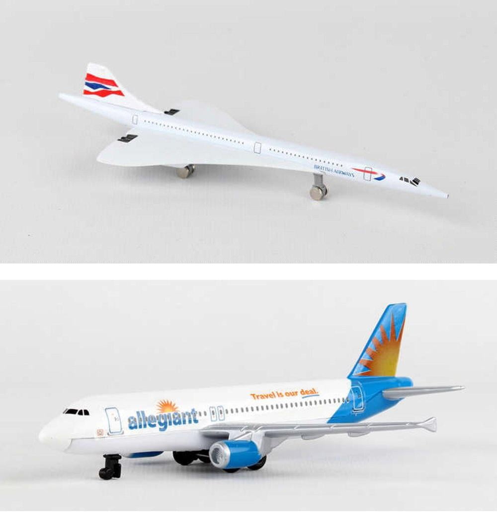 British Airways Concorde, Allegiant Airlines Diecast Airplane Package - Two 5.5" Diecast Model Planes