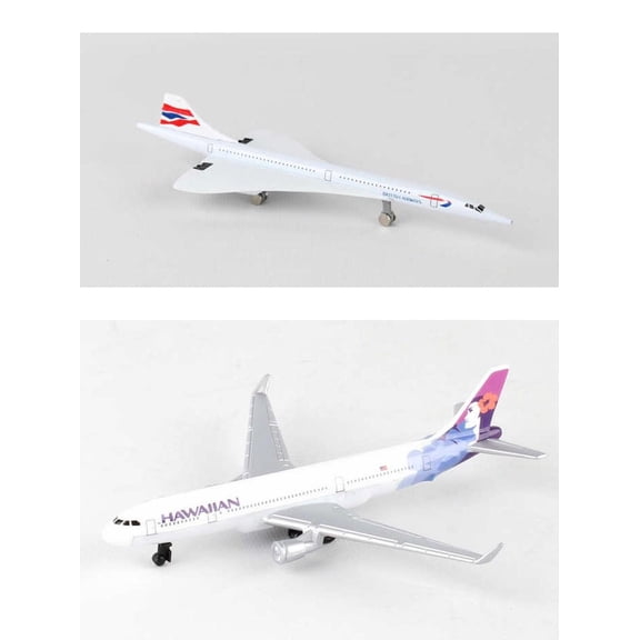 British Airways Concorde, Hawaiian Airlines Diecast Airplane Package - Two 5.5" Diecast Model Planes