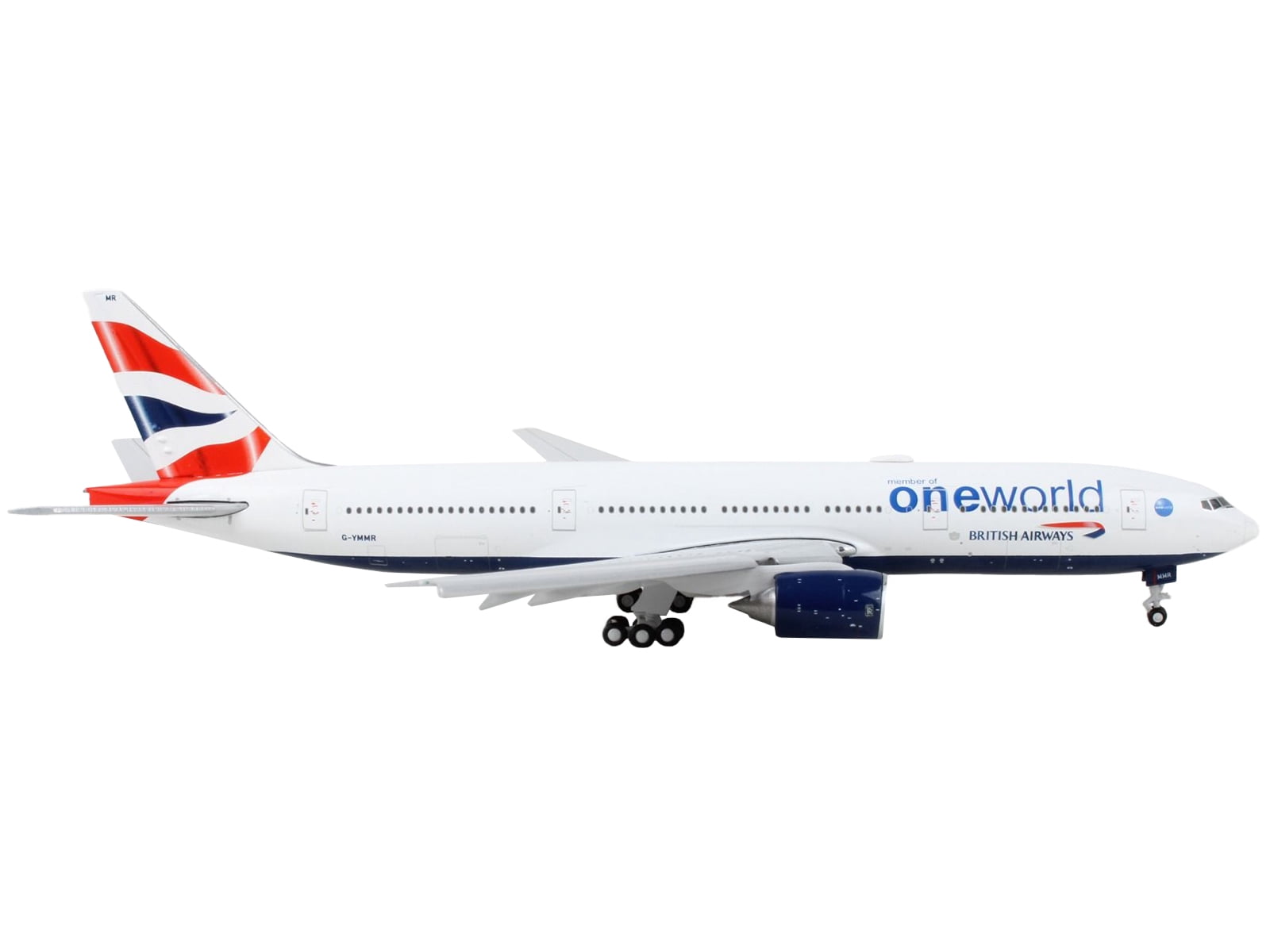 GeminiJets British Airways Boeing 777-200ER Die-Cast Model - 1:200 Scale, Oneworld Livery, Display Stand Included