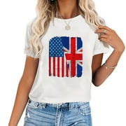 British American Flag Half USA England Root Proud T-Shirt