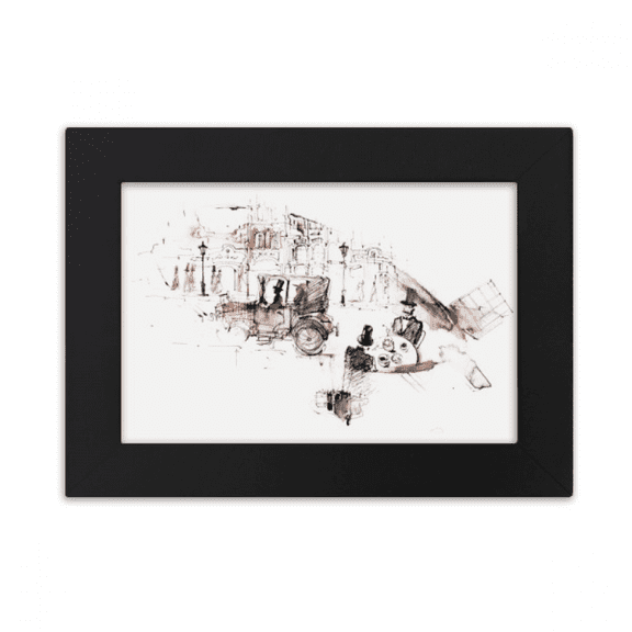British Architecture Vintage Car Watercolor Desktop Photo Frame Ornaments Picture Art Painting