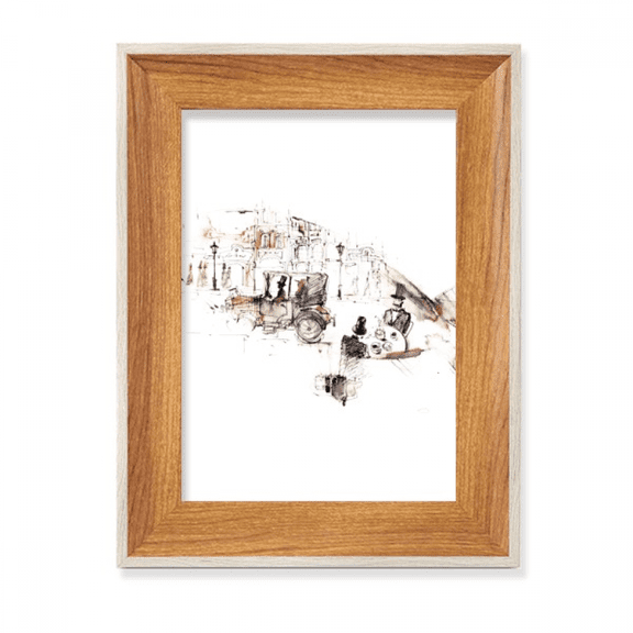 British Architecture Vintage Car Watercolor Desktop Wooden Photo Frame Display Picture Art Painting Multiple Sets