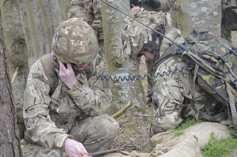 British Armed Forces fire control group using a Bowman radio Canvas Art - Andrew ChittockStocktrek Images (17 x 12)