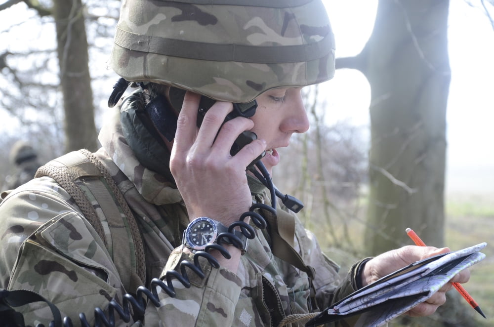 British Armed Forces fire control group using a Bowman radio Canvas Art - Andrew ChittockStocktrek Images (17 x 12)