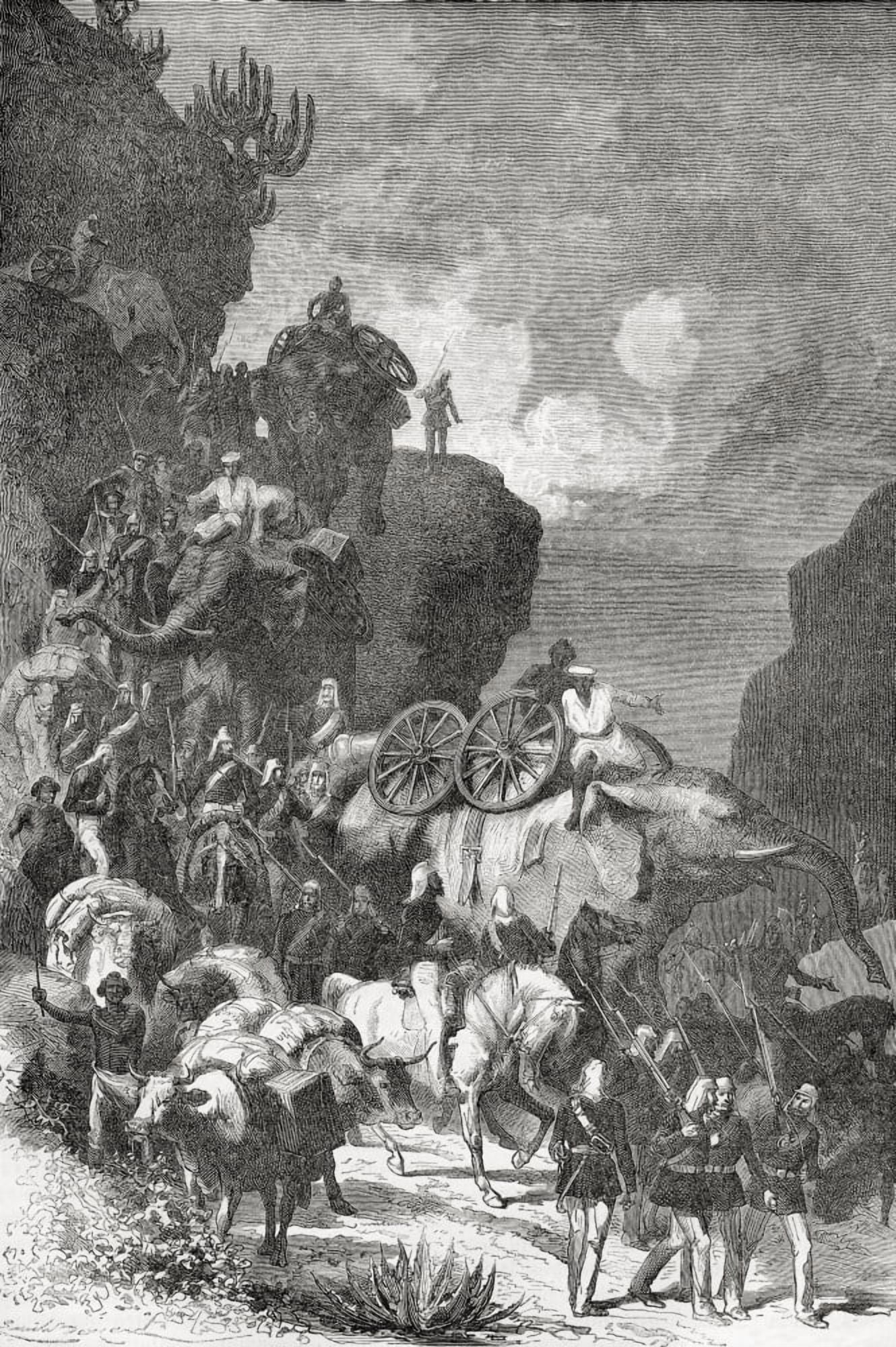 British Army On The March Transporting Weapons And Supplies During Their 1868 Expedition To Abyssinia From El Mundo En La Mano Published 1875 Canvas Art - Ken Welsh Design Pics (12 x 18)