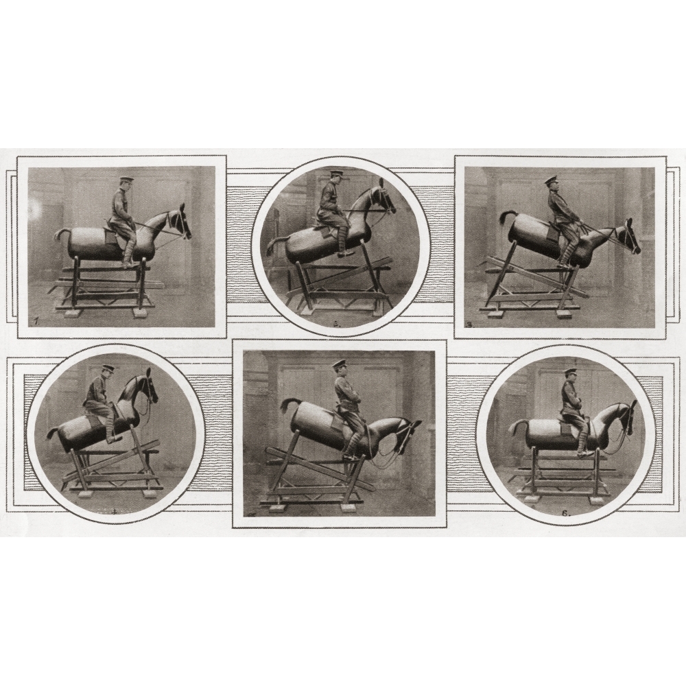 British Army Recruits Learn Riding On A Wooden Horse With A Hinged