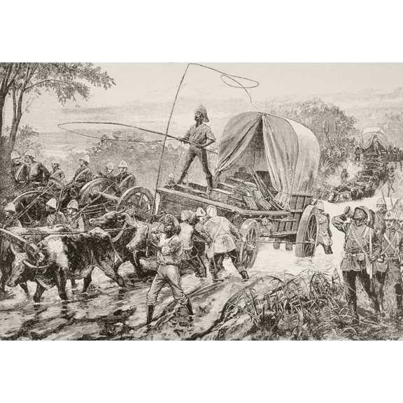 Posterazzi British Army Supply Wagons Drawn By Oxen Teams Cross A River During The Anglo-Zulu War From Afrika, Dets Opdagelse, Erobring Og Kolonisation Published In Copenhagen, 1901