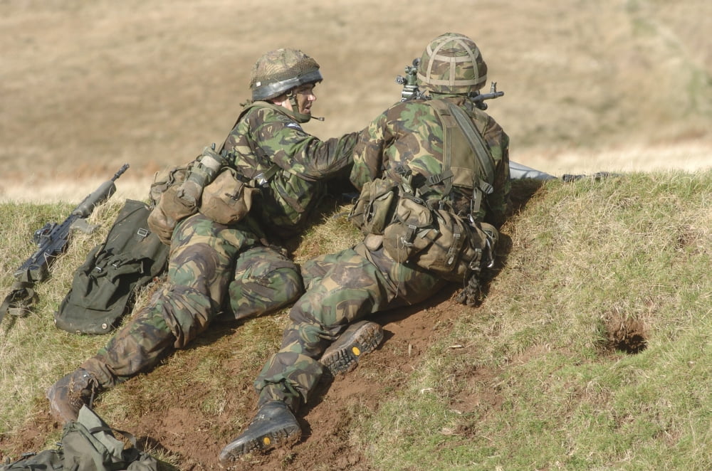 British Army soldiers participate in sustained fire training Canvas Art - Andrew ChittockStocktrek Images (17 x 12)