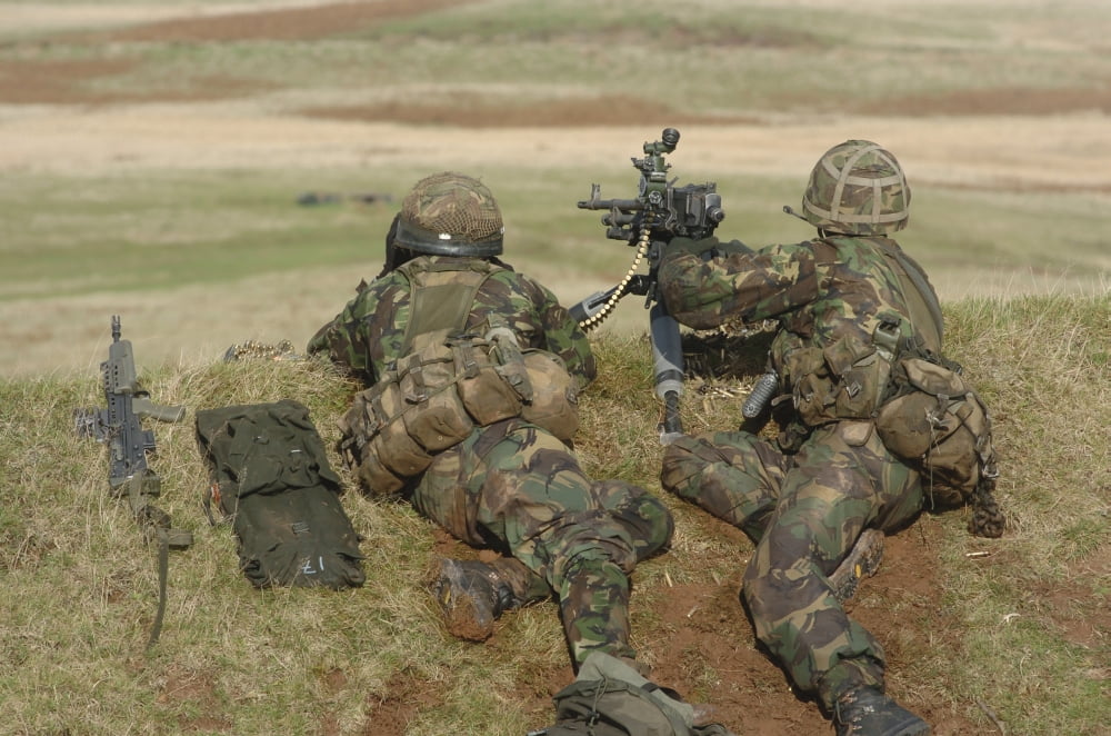 British Army soldiers participate in sustained fire training Canvas Art - Andrew ChittockStocktrek Images (17 x 12)