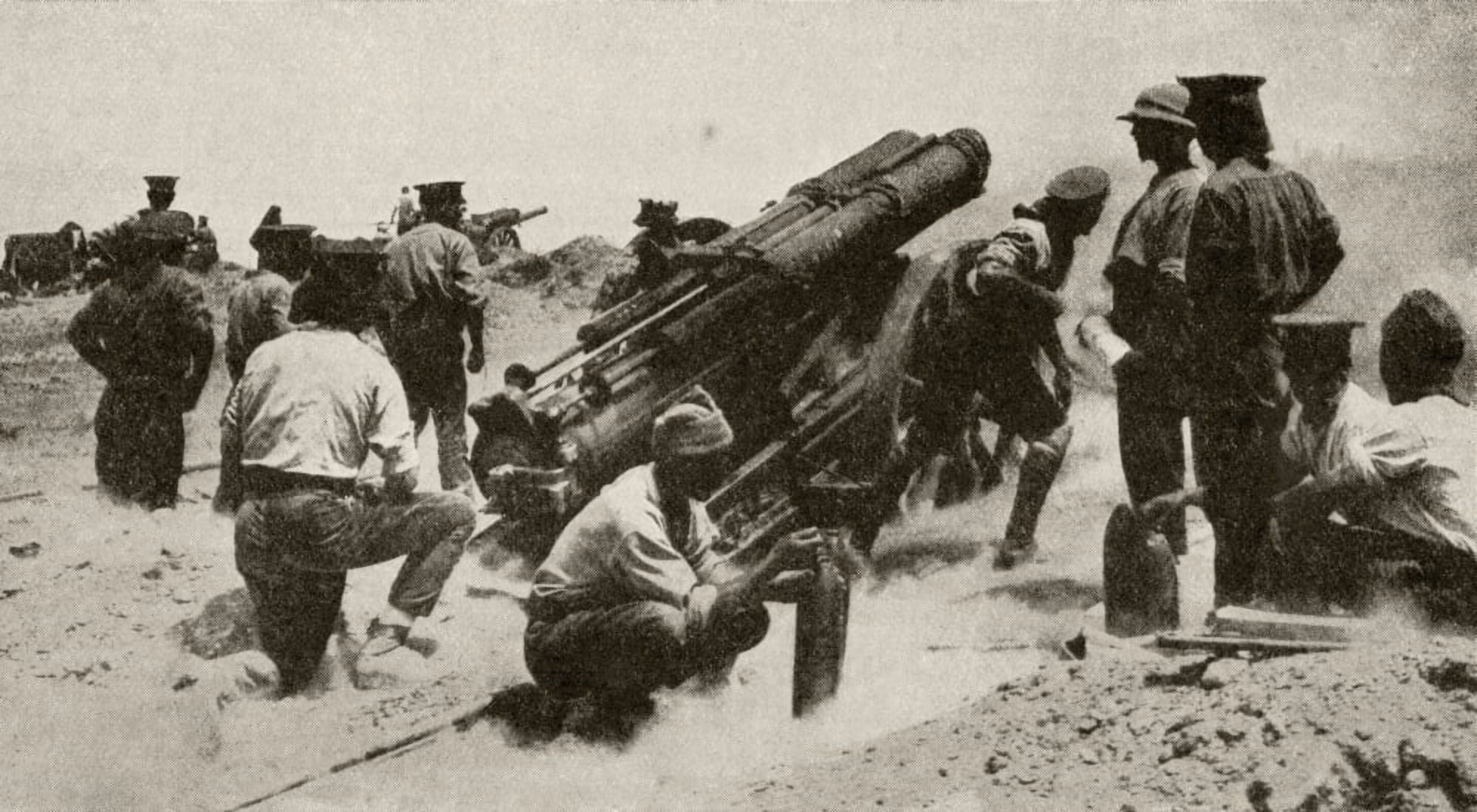 A British Battery In Action On The Gallipoli Peninsula From The Great World War A History Volume Iii Published 1916 Canvas Art - Ken Welsh Design Pics (38 x 20)