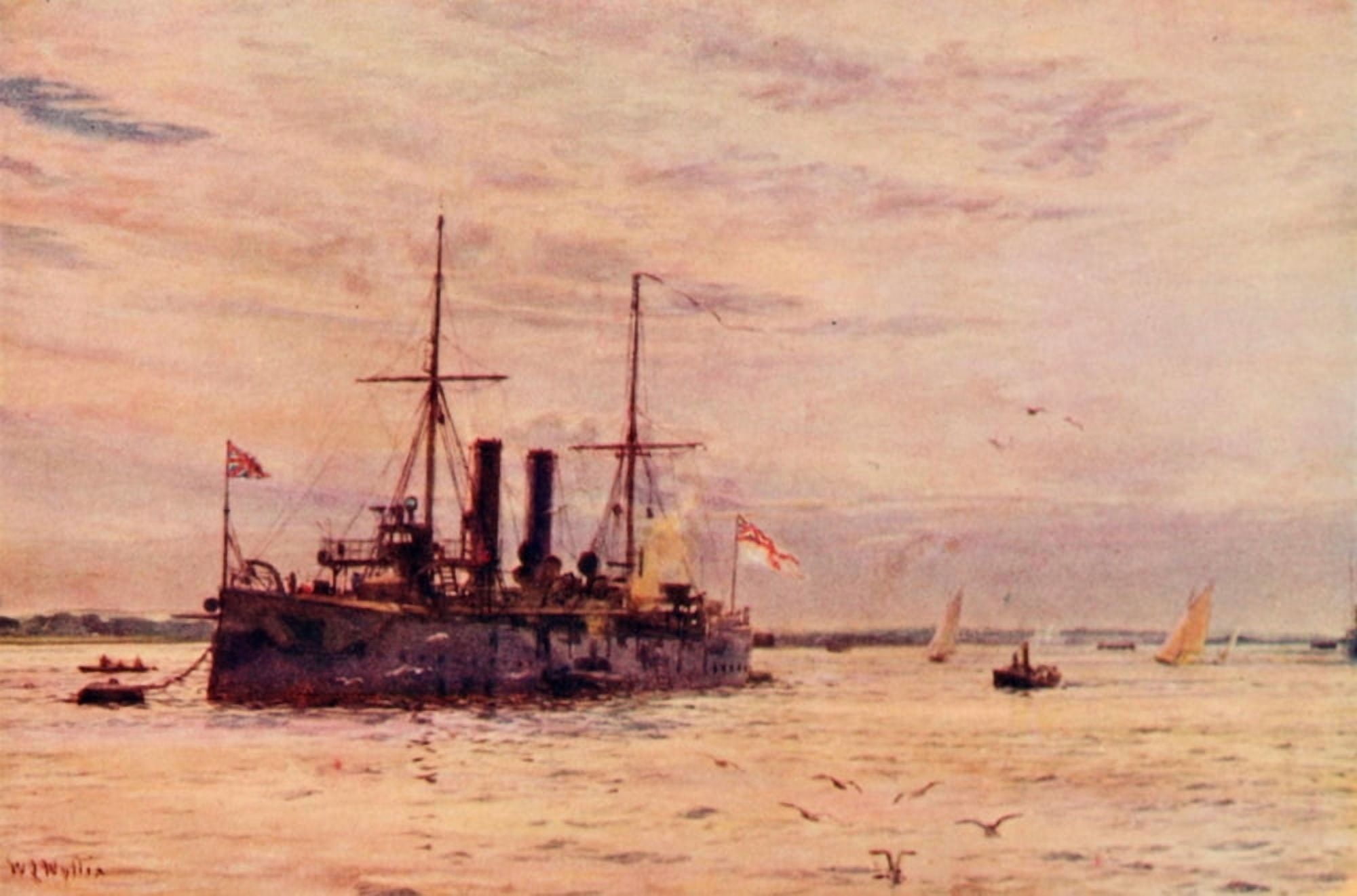 British Battle Fleet 1915 Cruiser converted to minelayer Canvas Art - William Wyllie (18 x 24)