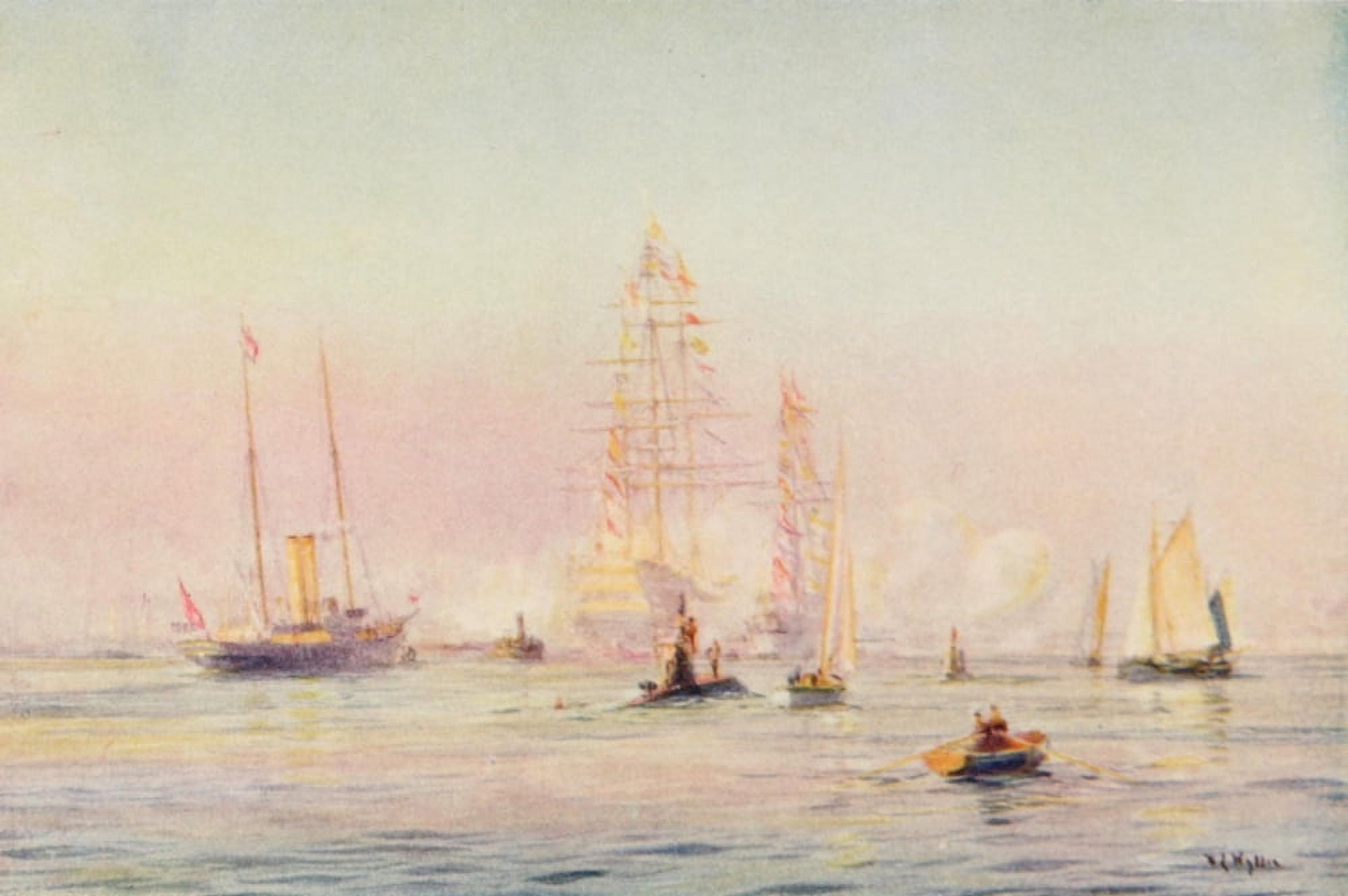 British Battle Fleet 1915 Portsmouth Harbour 1912 Canvas Art - William Wyllie (24 x 36)