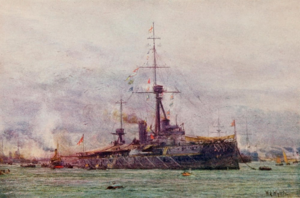 British Battle Fleet 1915 The Dreadnought 1906 Canvas Art - William Wyllie (24 x 36)