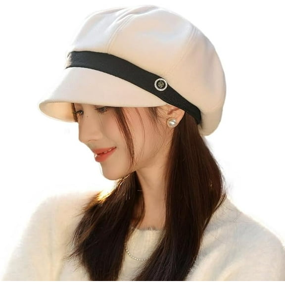 British Beret Hats for Women Black White Red Newsboy Cap for Women Short Brim Hat Fashion Accessories