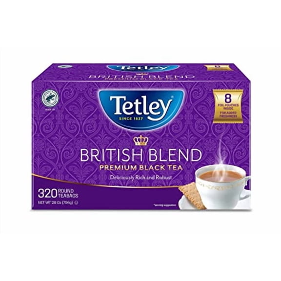 Tetley British Blend Premium Black Tea, 320 Tea Bags, Rainforest Alliance Certified, 320 Count (Pack of 1)