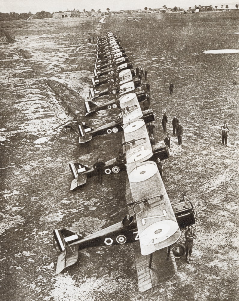 A British Bombing Squadron Drawn Up At St Omer France During World War I From The Story Of 25 Eventful Years In Pictures Published 1935 Canvas Art - Ken Welsh Design Pics (26 x 34)