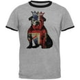 thumbnail image 1 of British Bulldog Crown Grunge Flag Mens Ringer T Shirt Heather-Black SM, 1 of 1
