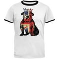 thumbnail image 1 of British Bulldog Crown Grunge Flag Mens Ringer T Shirt White-Black MD, 1 of 1