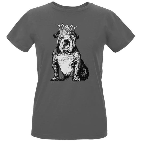 British Bulldog Crown Womens Organic T Shirt Charcoal LG