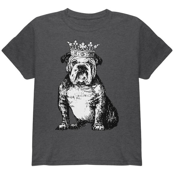 British Bulldog Crown Youth T Shirt Dark Heather YMD